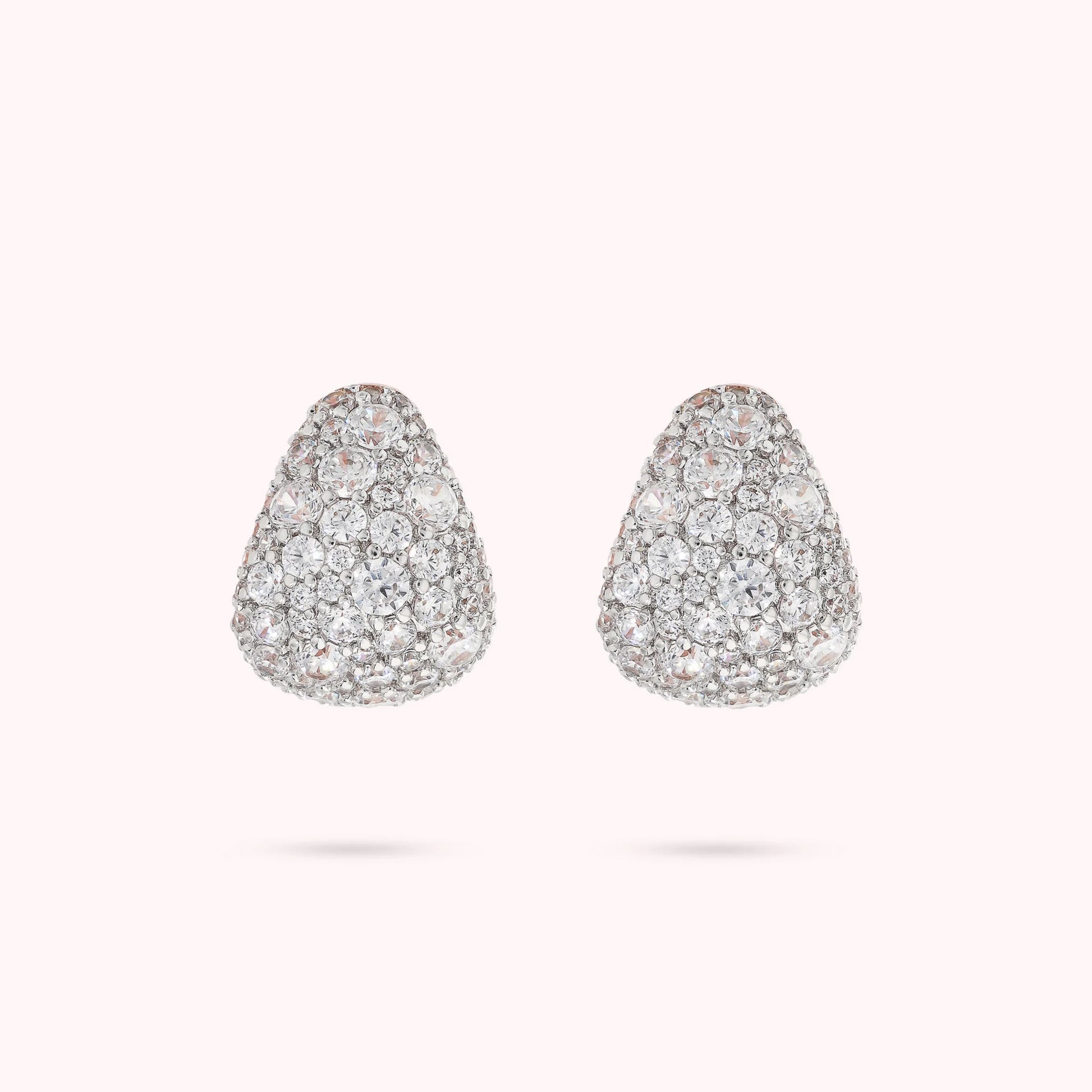 Golden Drop Earrings in Cubic Zirconia Pavé