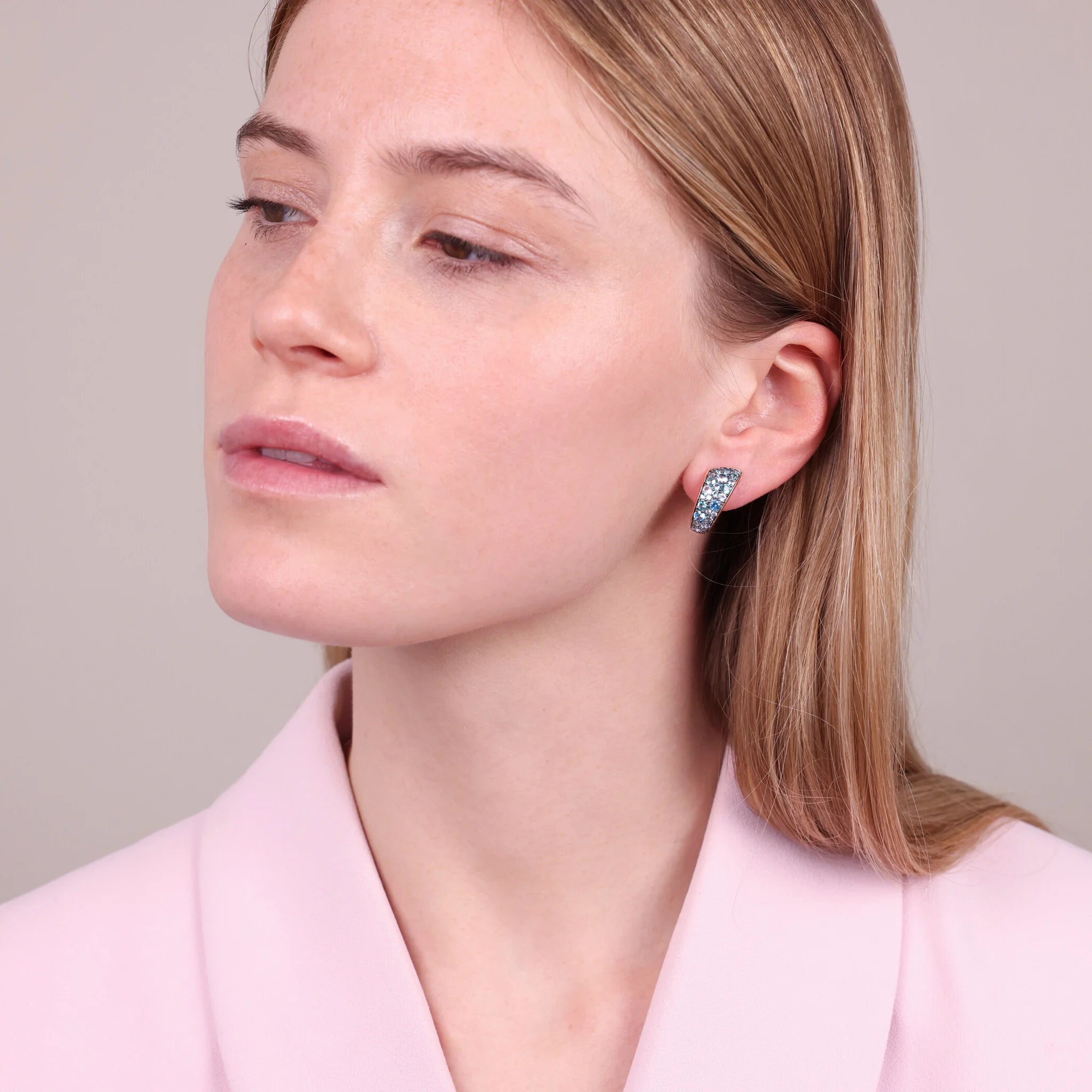 Cubic Zirconia Pavé Graduated Stud Earrings