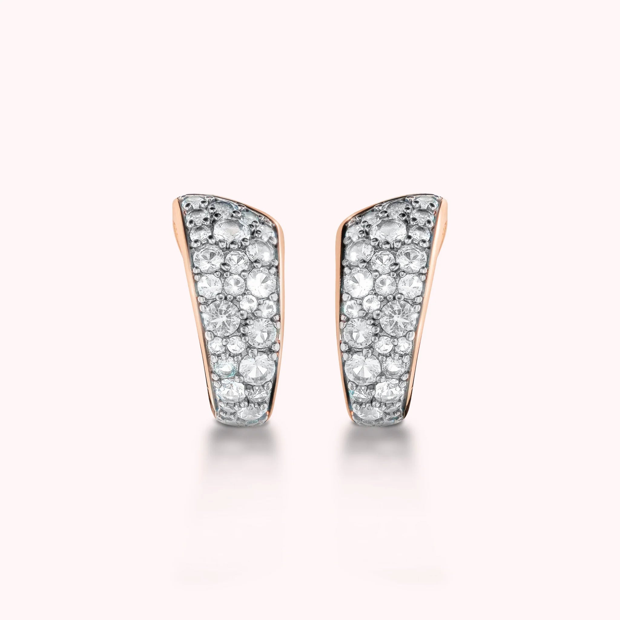 Cubic Zirconia Pavé Graduated Stud Earrings