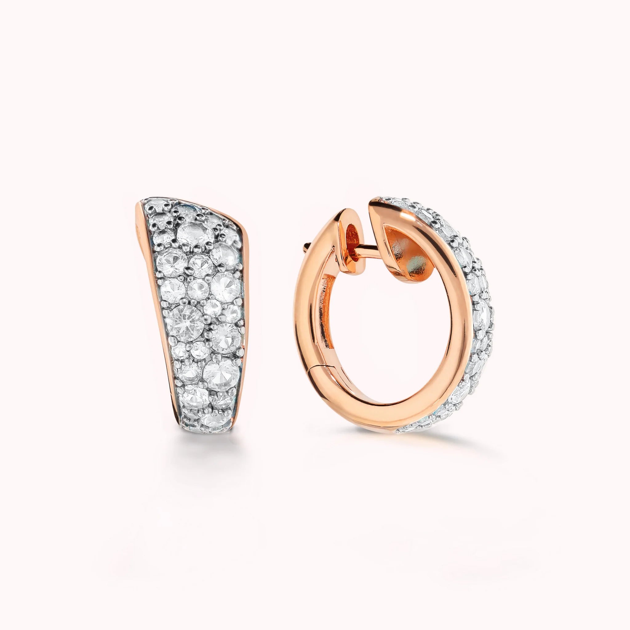Cubic Zirconia Pavé Graduated Stud Earrings