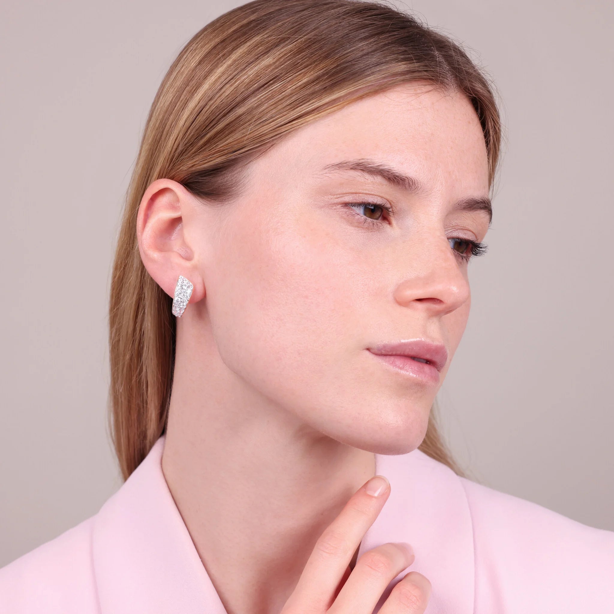 Cubic Zirconia Pavé Graduated Stud Earrings
