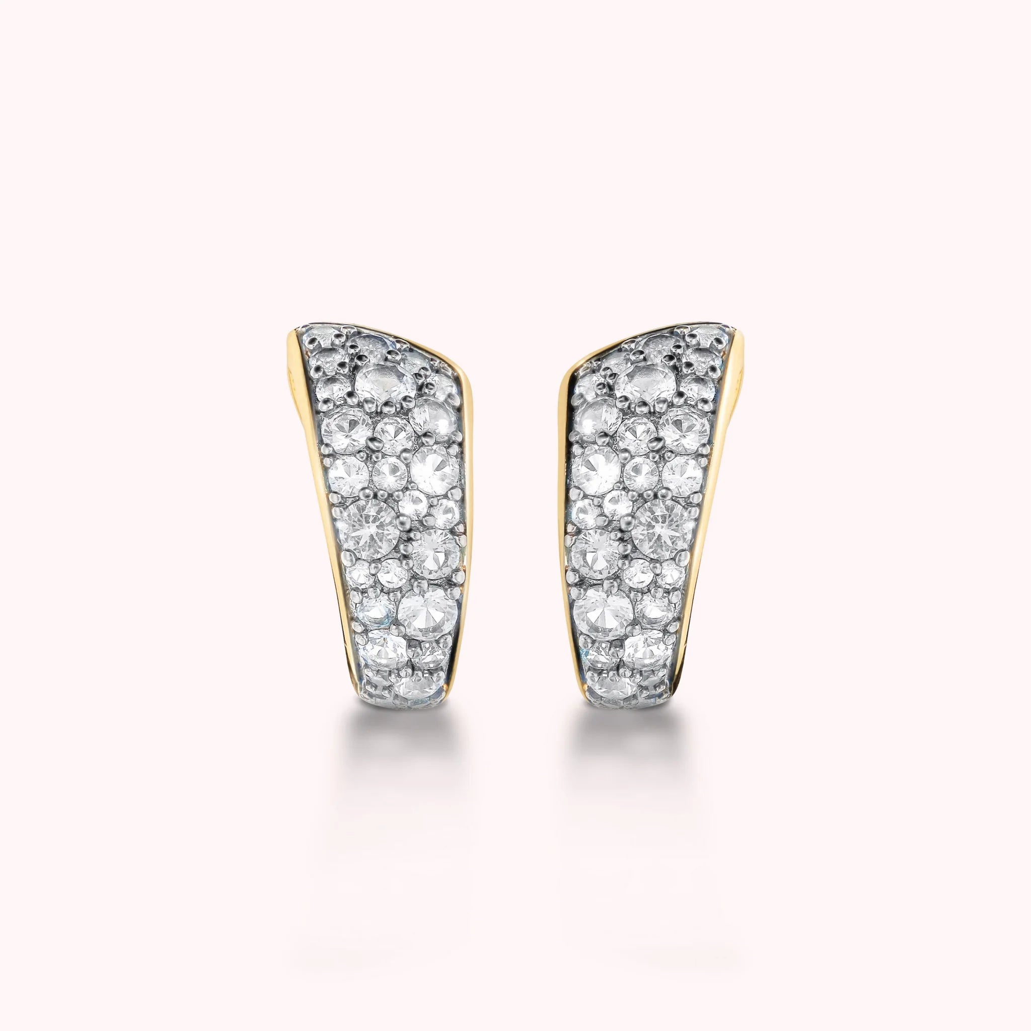 Golden Graduated Cubic Zirconia Pavé Stud Earrings