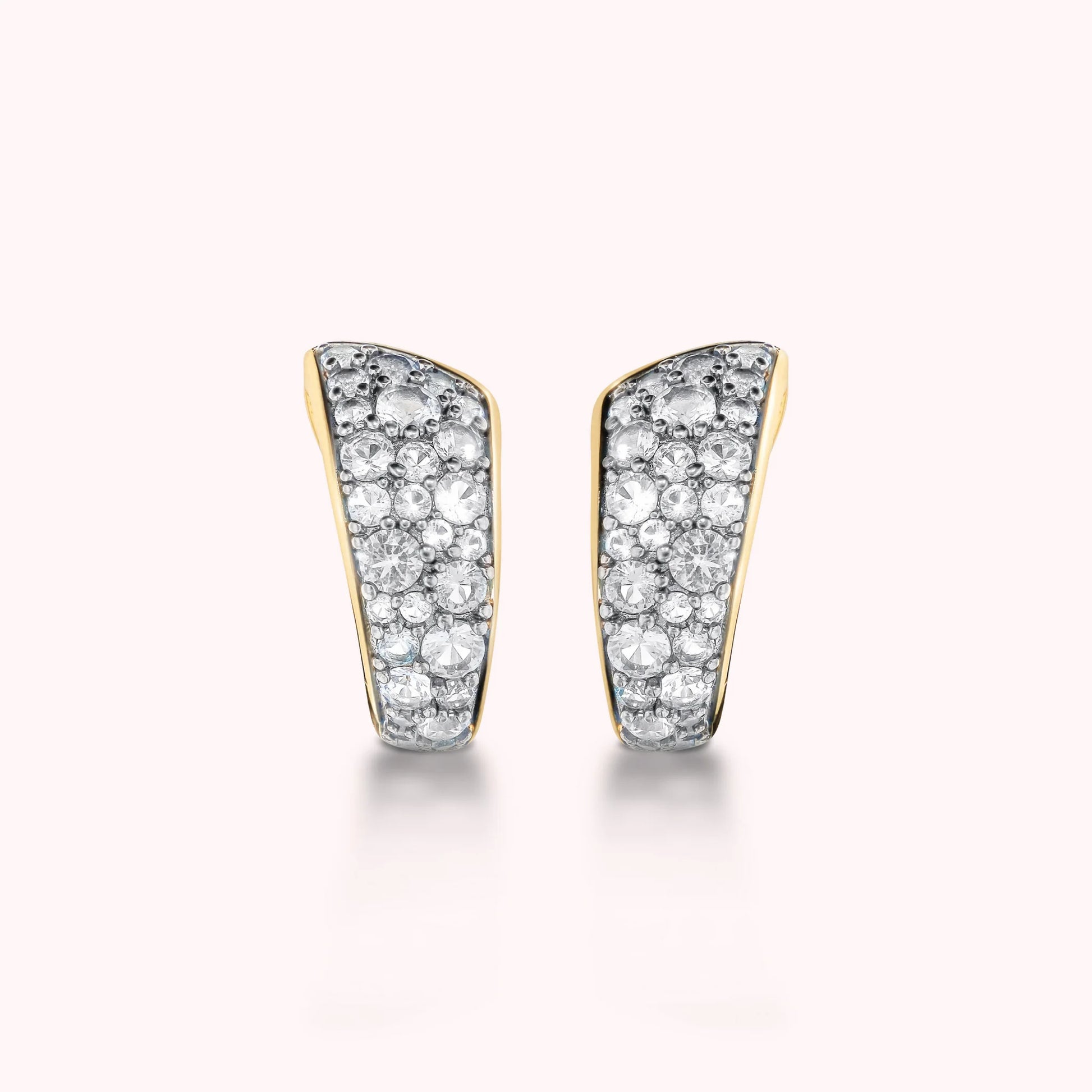Golden Graduated Cubic Zirconia Pavé Stud Earrings