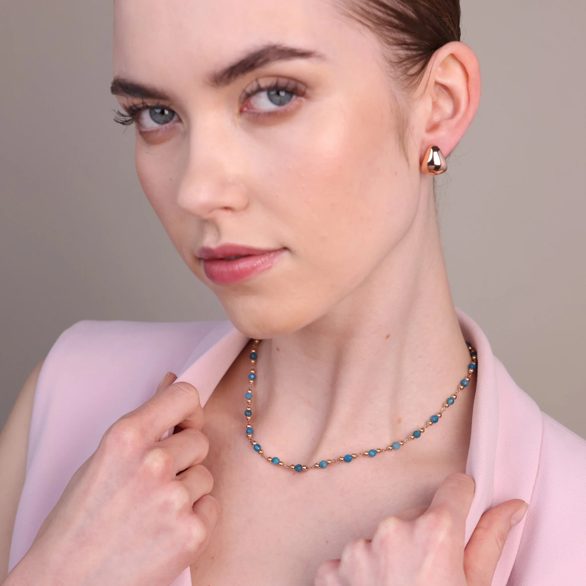 Rosary Necklace with Faceted Natural Stones