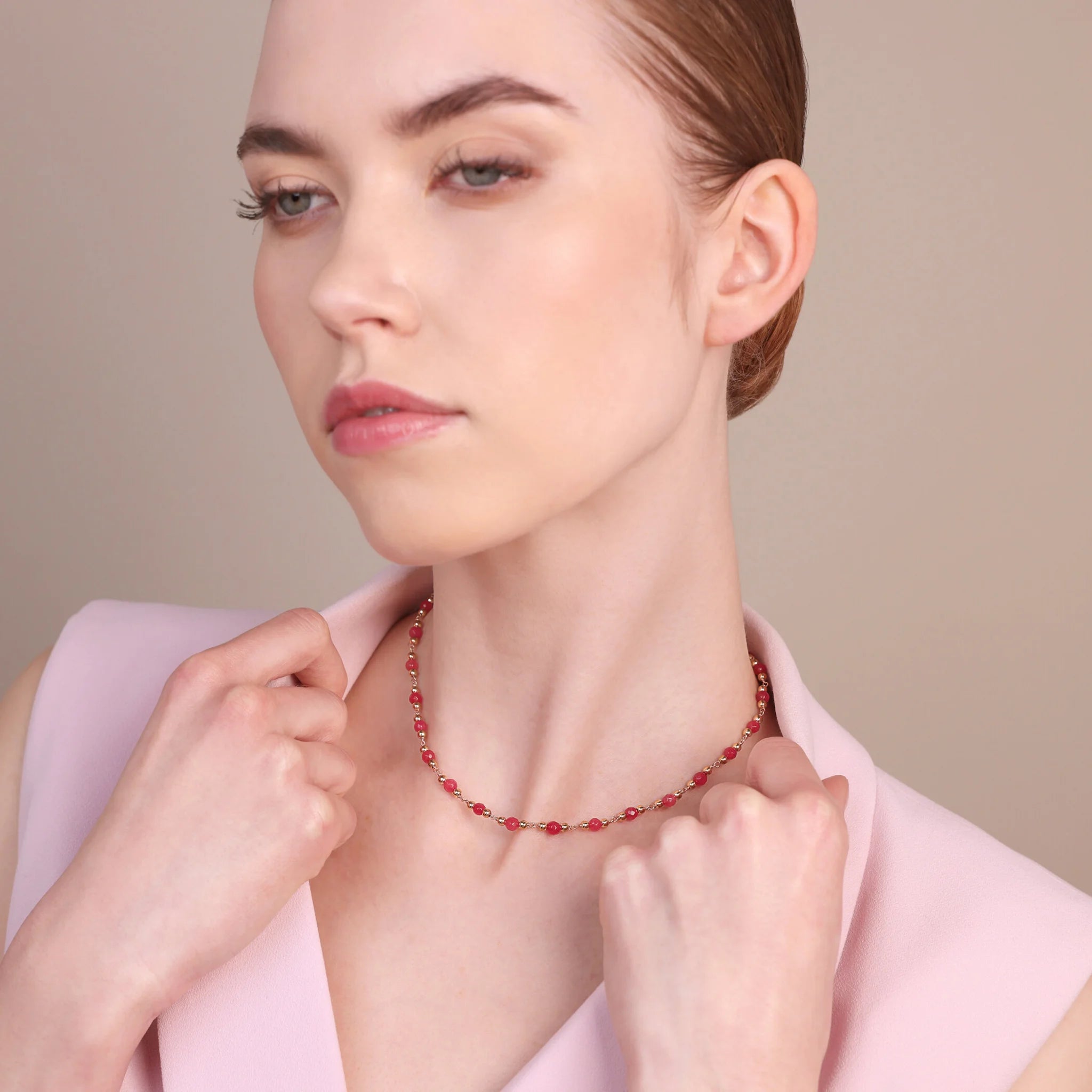 Rosary Necklace with Faceted Natural Stones