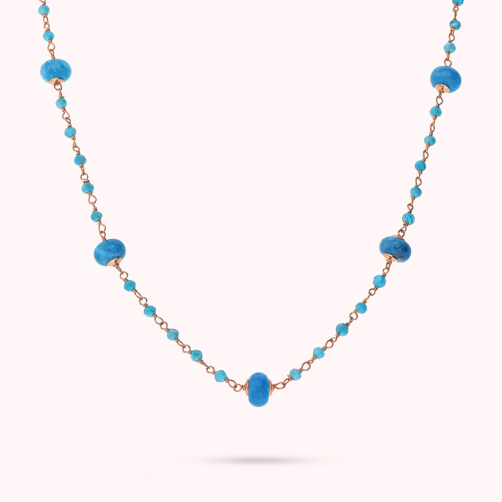 Collana Rosario con Pietra Naturale Apatite Blu