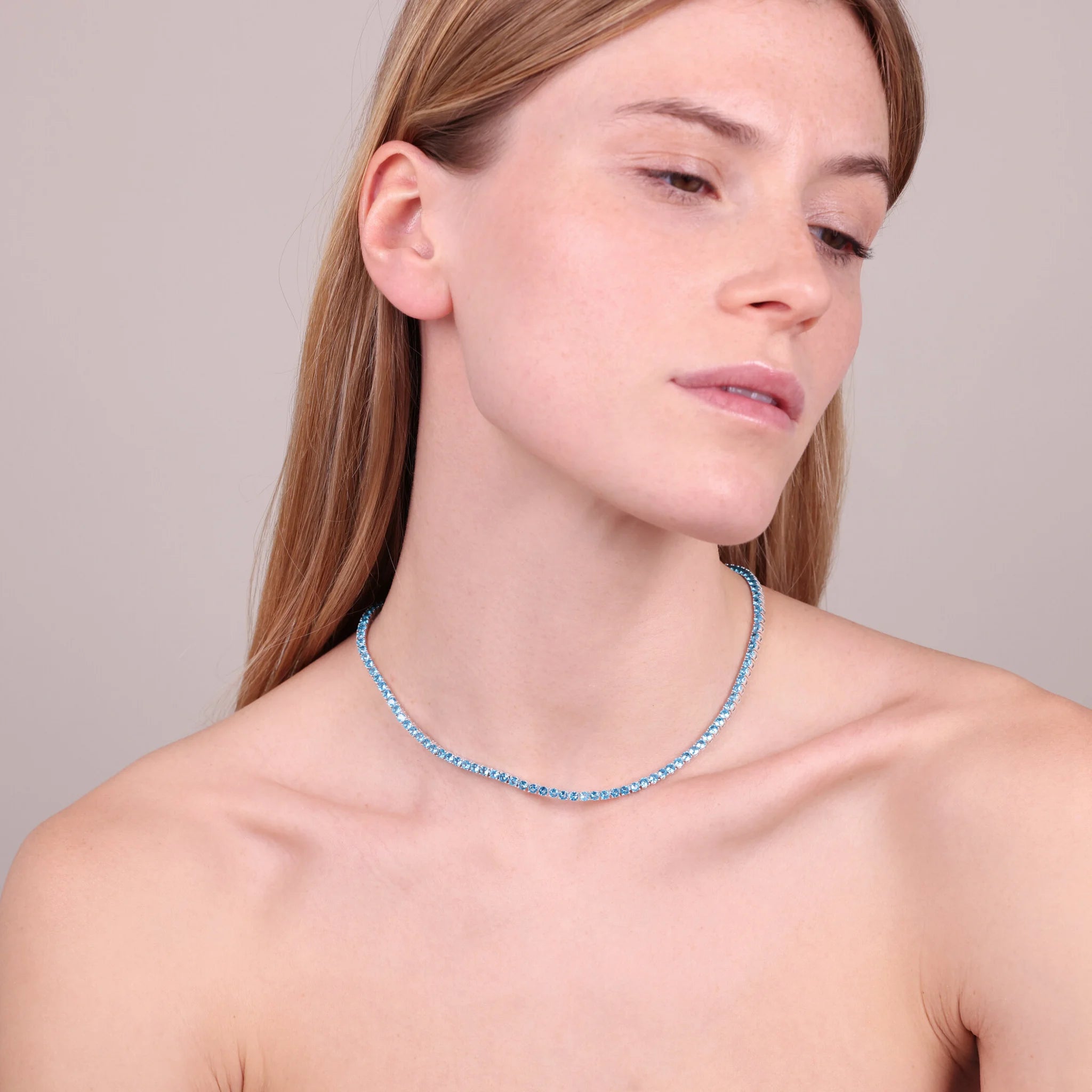 Collana Tennis con Cubic Zirconia Tonde placcata Rodio