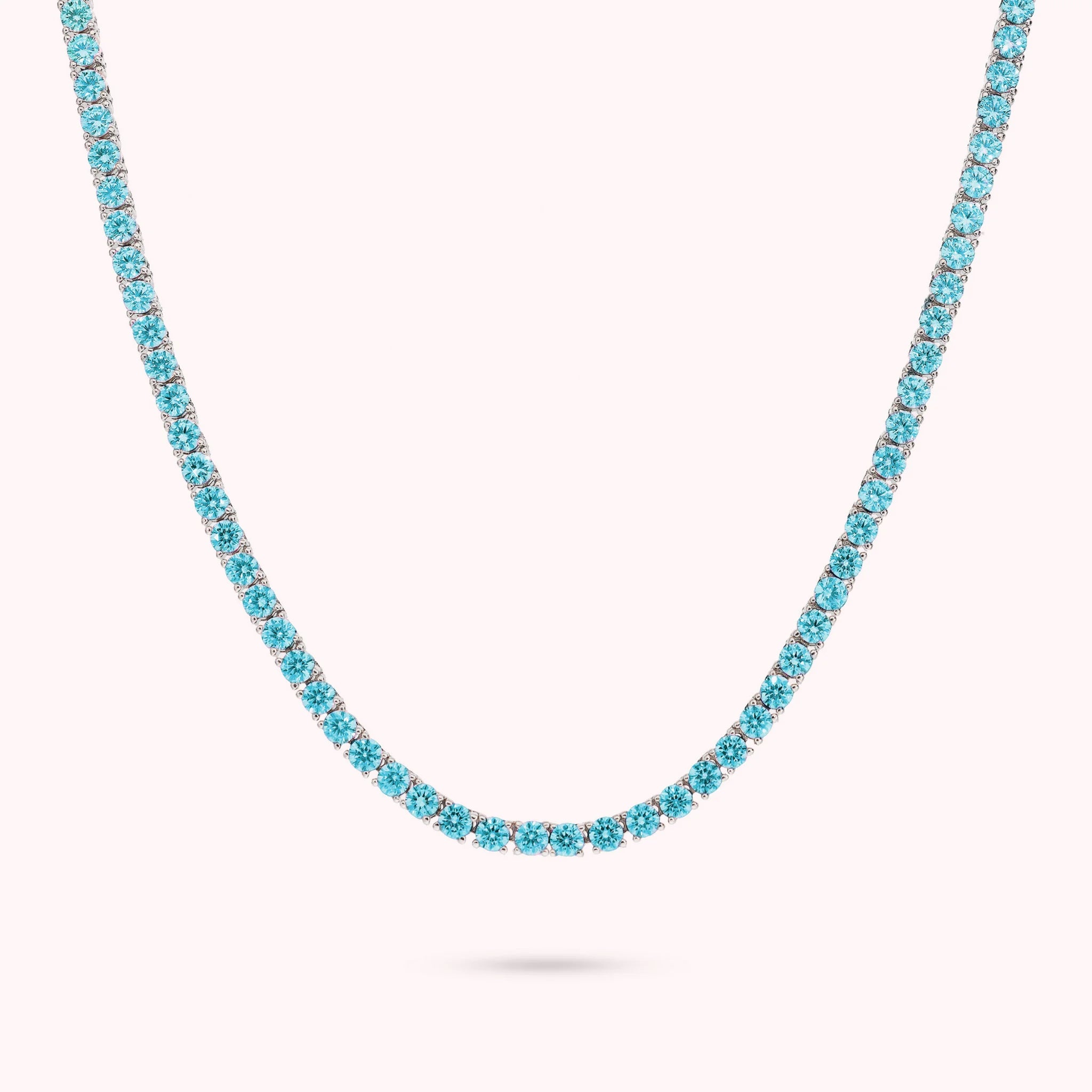Collana Tennis con Cubic Zirconia Tonde placcata Rodio