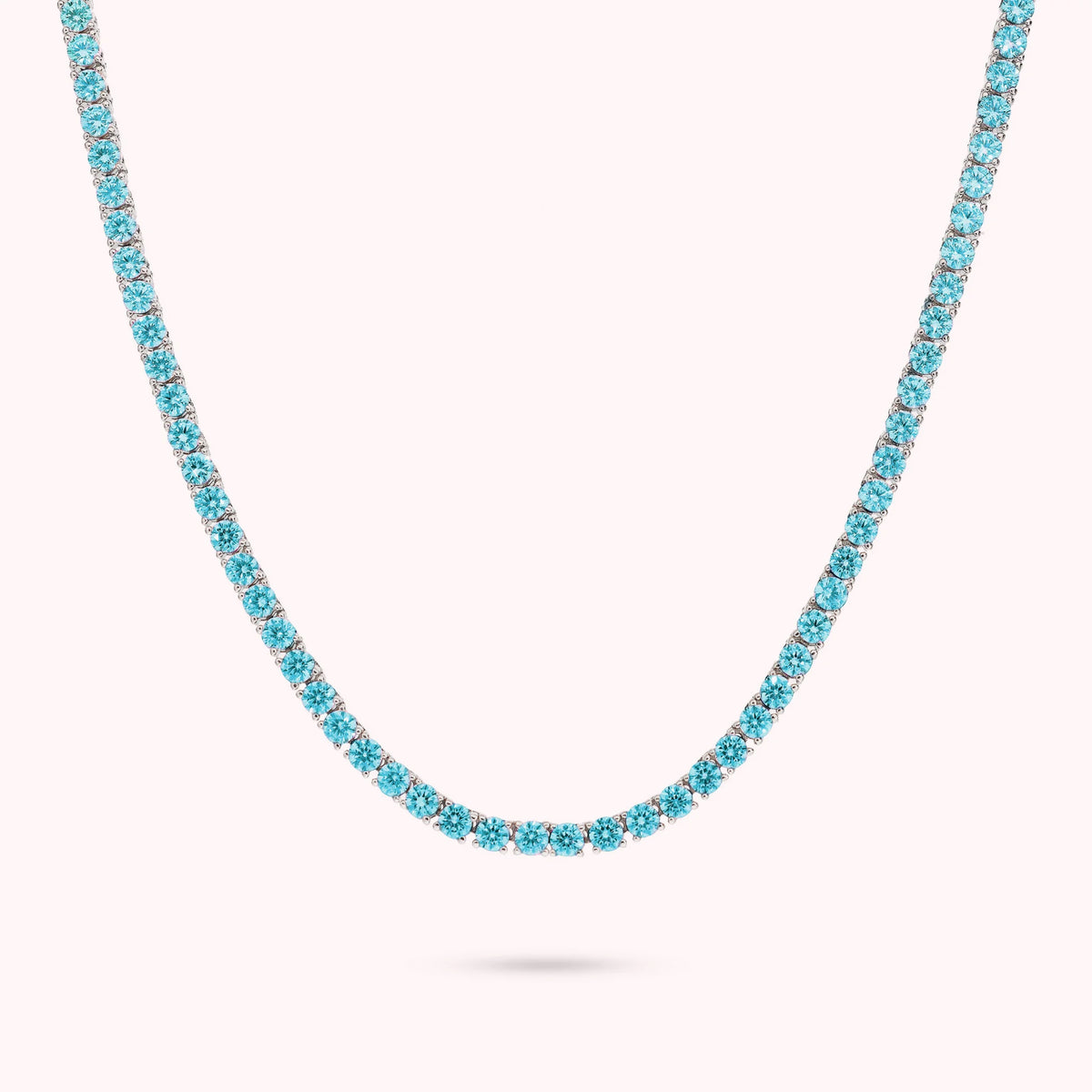 Tennis-Halskette mit runden Cubic Zirkonia, rhodiniert