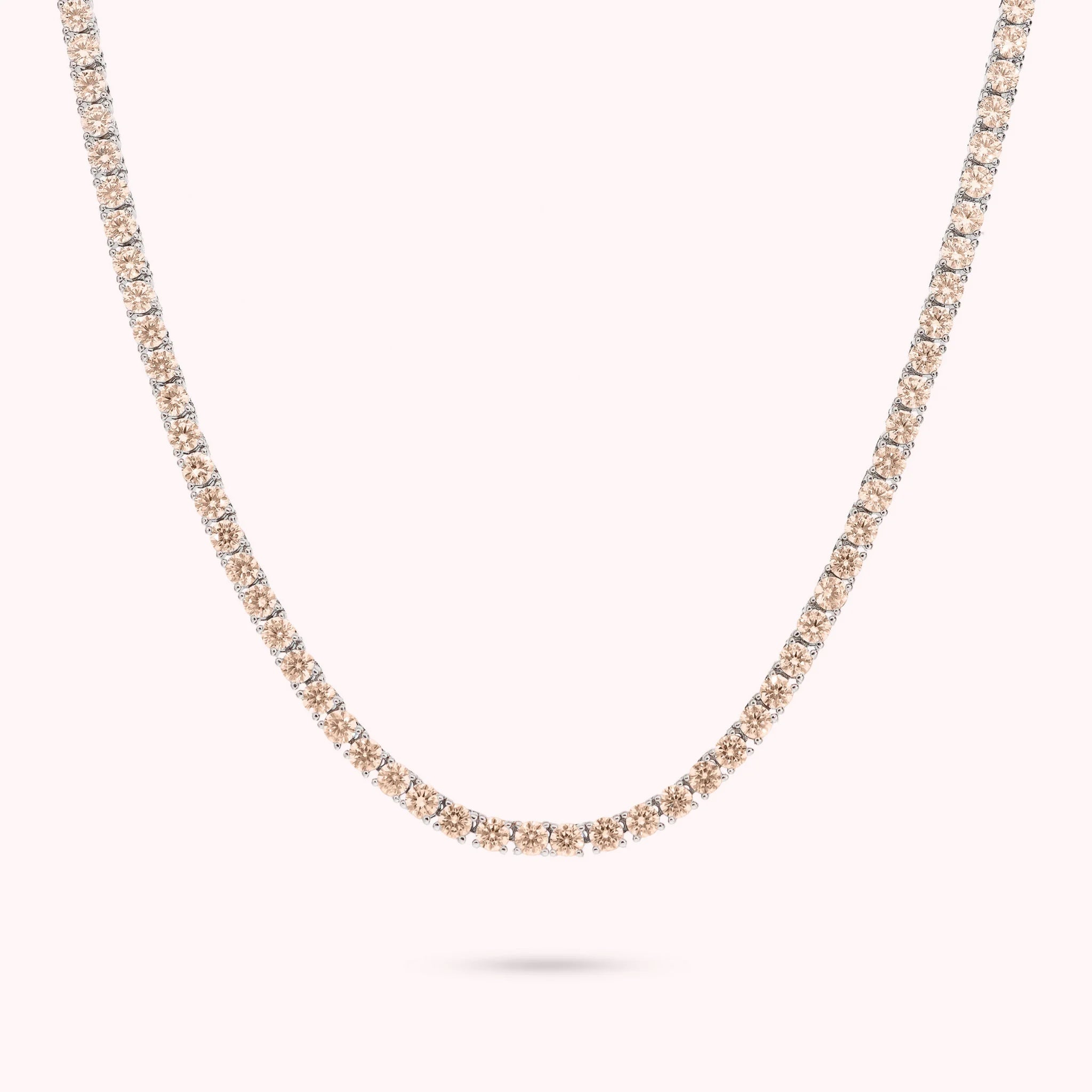 Collana Tennis con Cubic Zirconia Tonde placcata Rodio