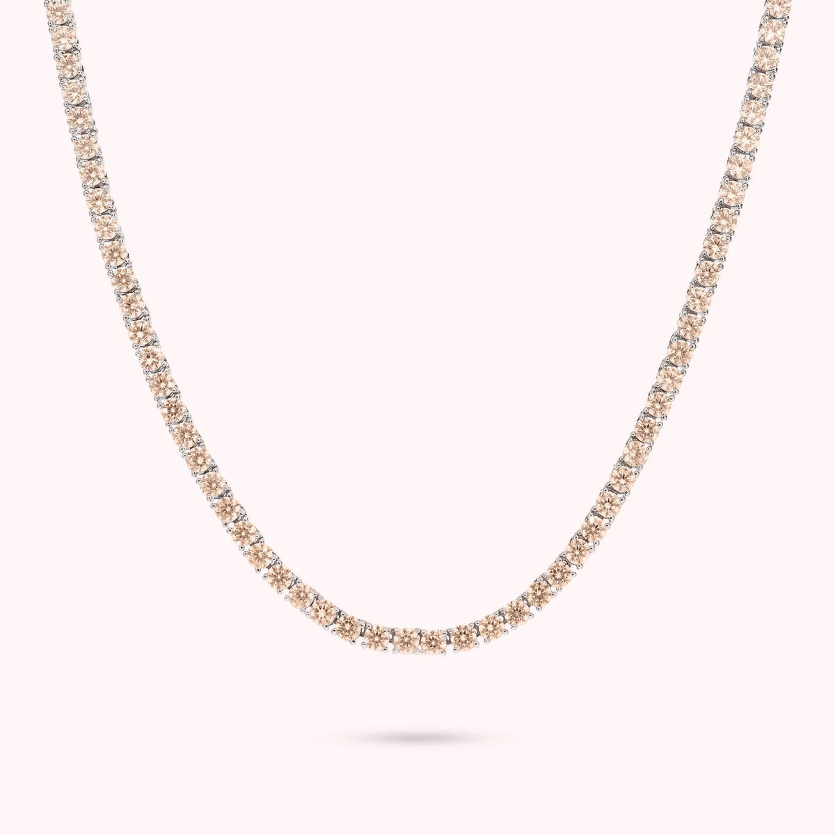 Tennis-Halskette mit runden Cubic Zirkonia, rhodiniert