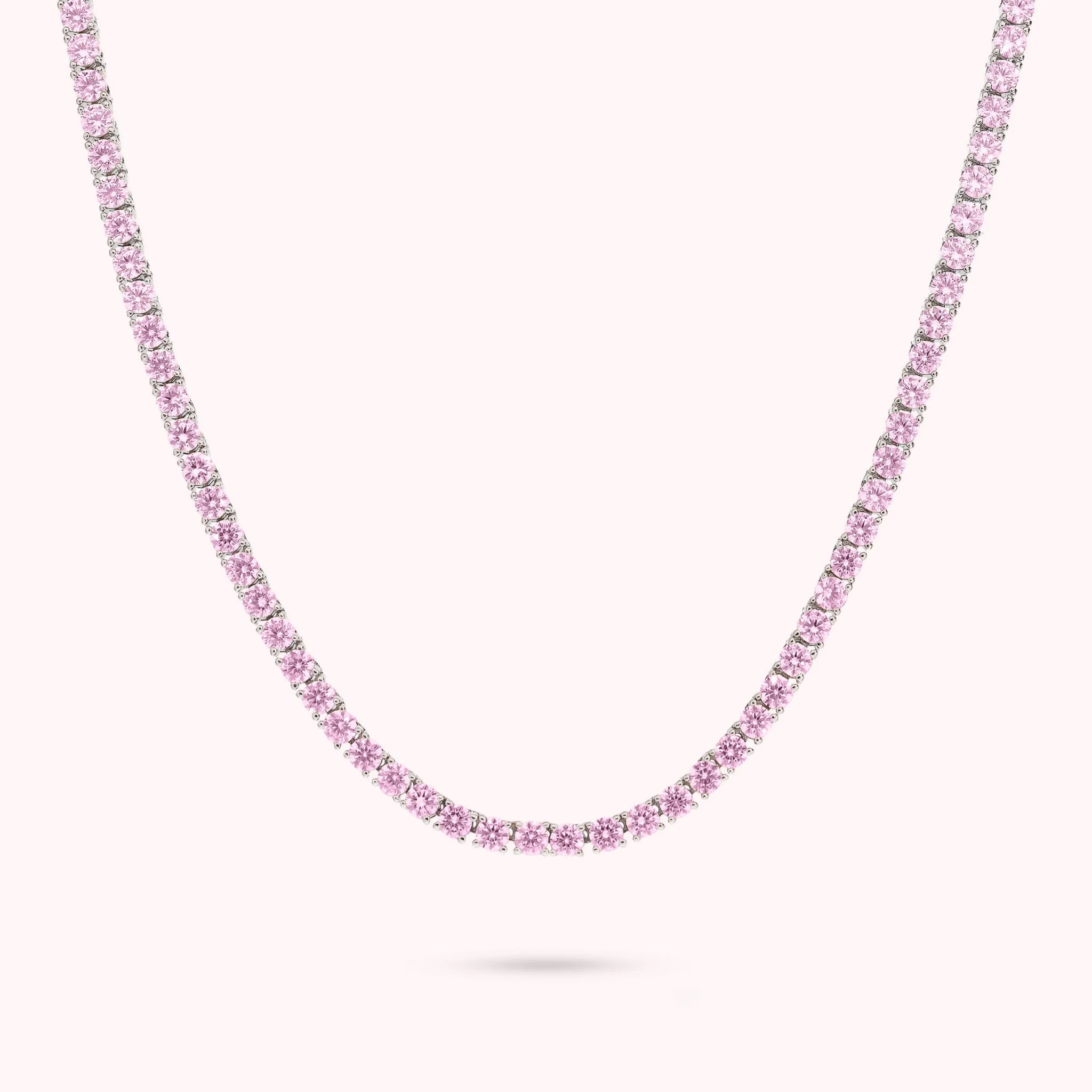 Collana Tennis con Cubic Zirconia Tonde placcata Rodio