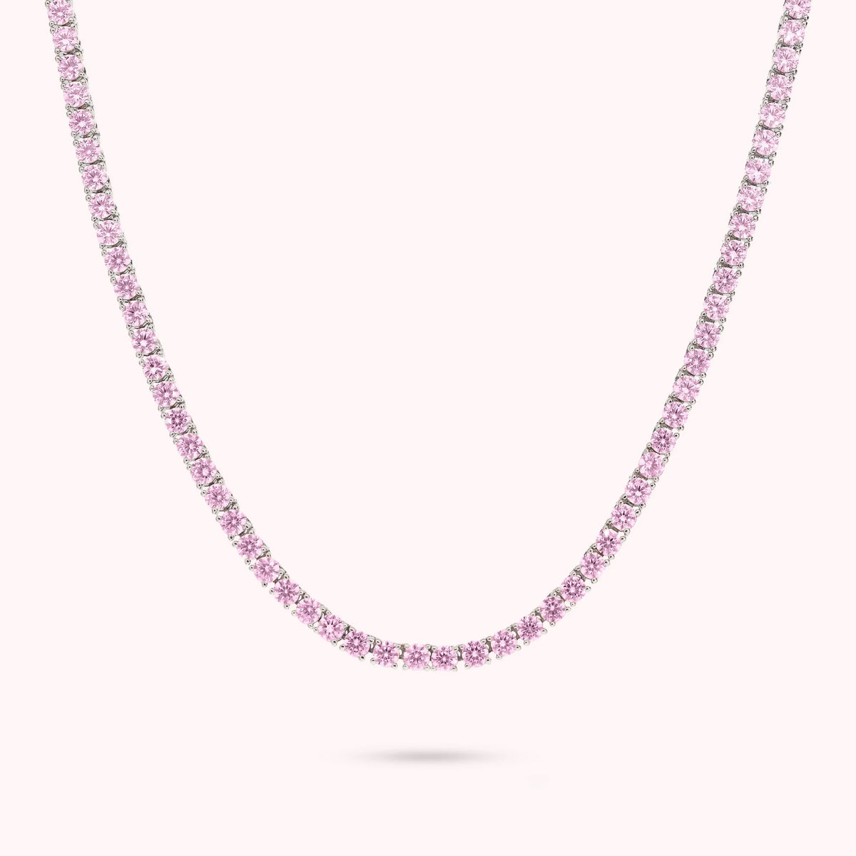 Tennis-Halskette mit runden Cubic Zirkonia, rhodiniert