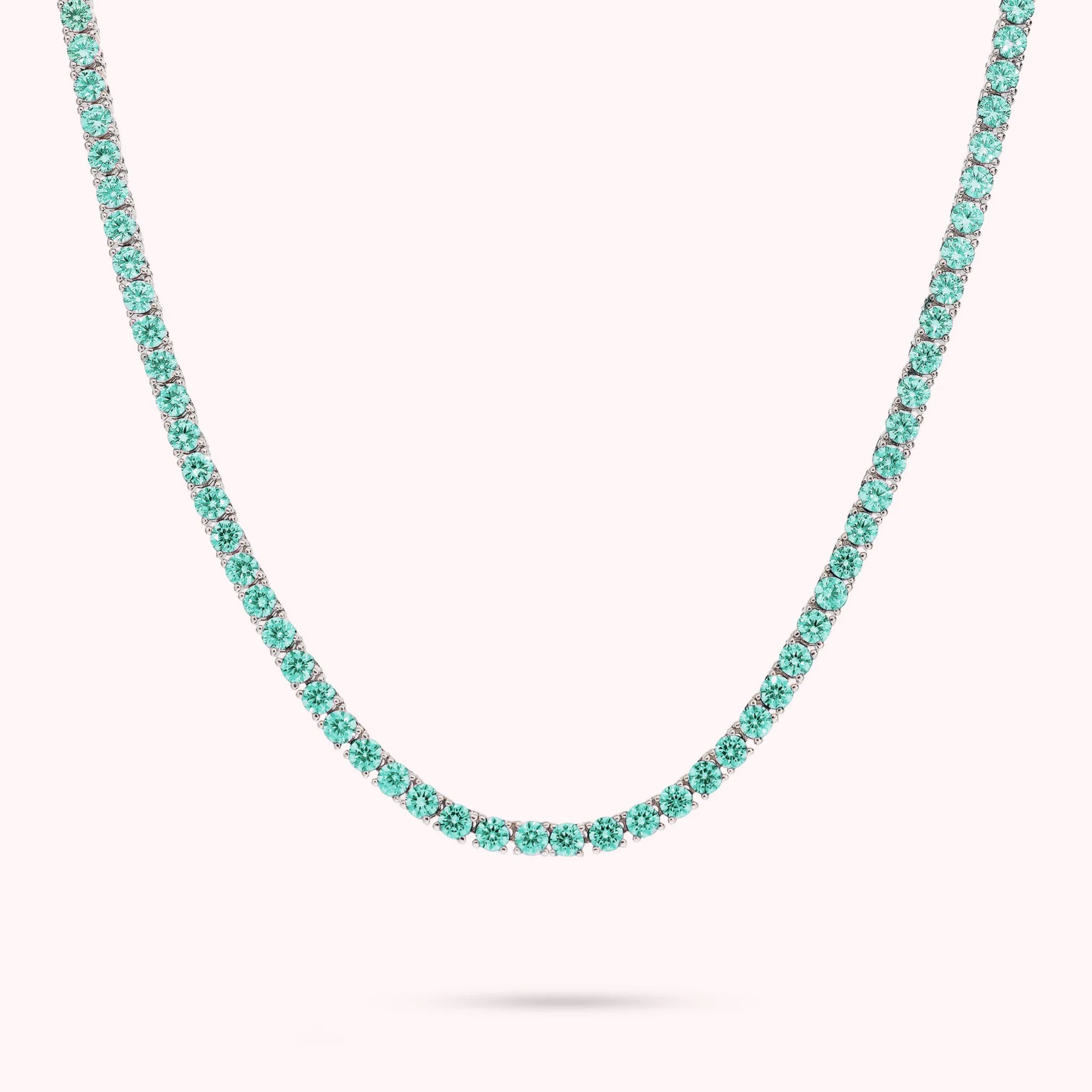 Collana Tennis con Cubic Zirconia Tonde placcata Rodio