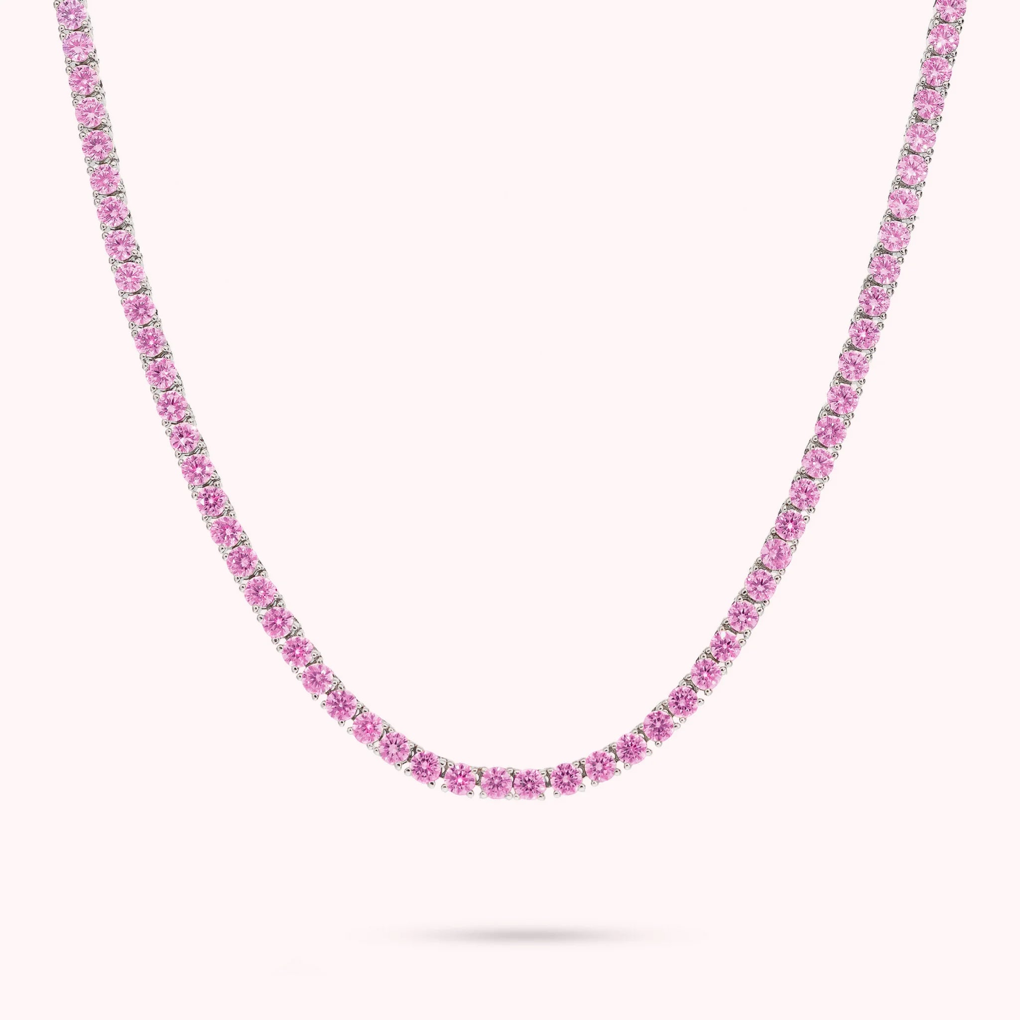 Collana Tennis con Cubic Zirconia Tonde placcata Rodio