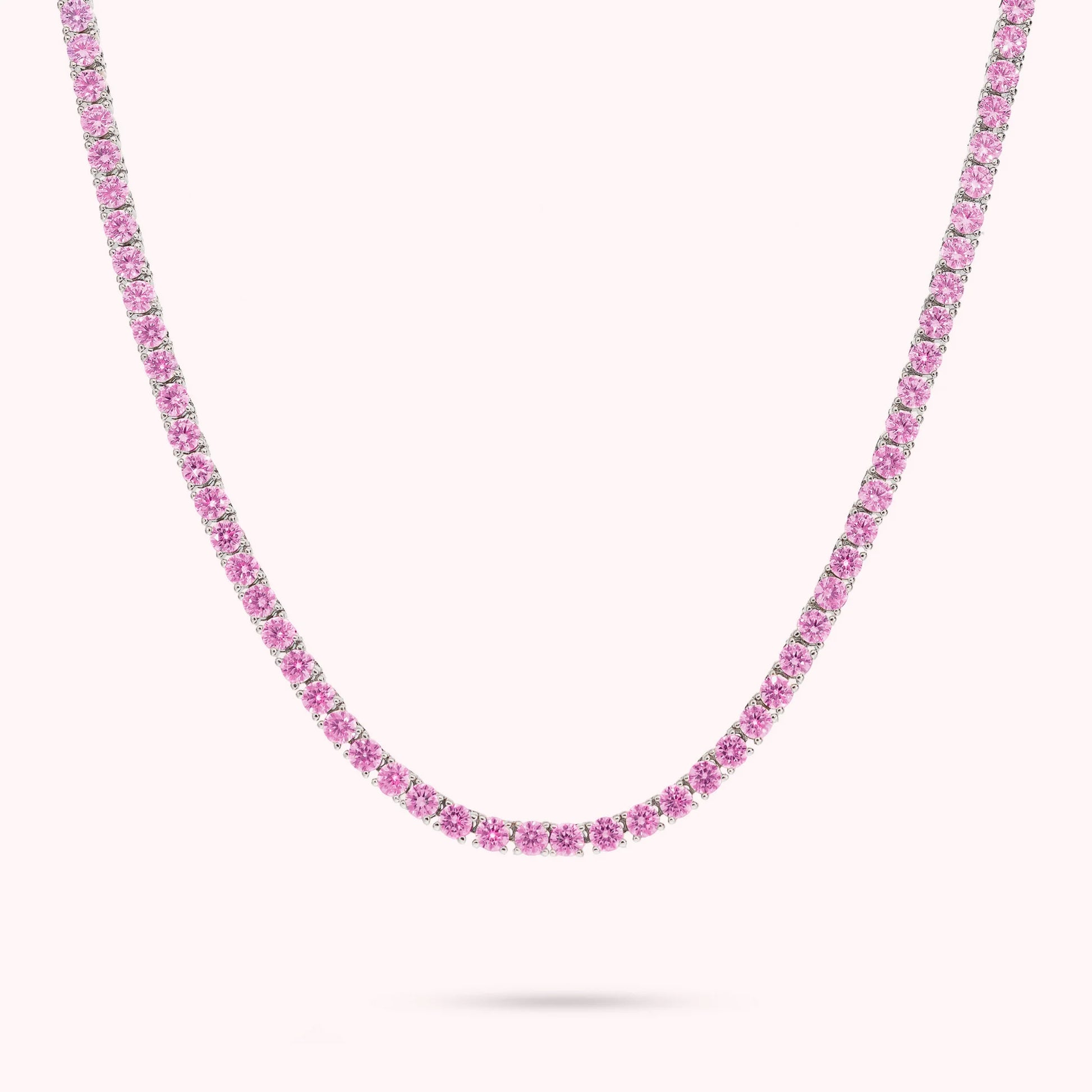 Tennis-Halskette mit runden Cubic Zirkonia, rhodiniert