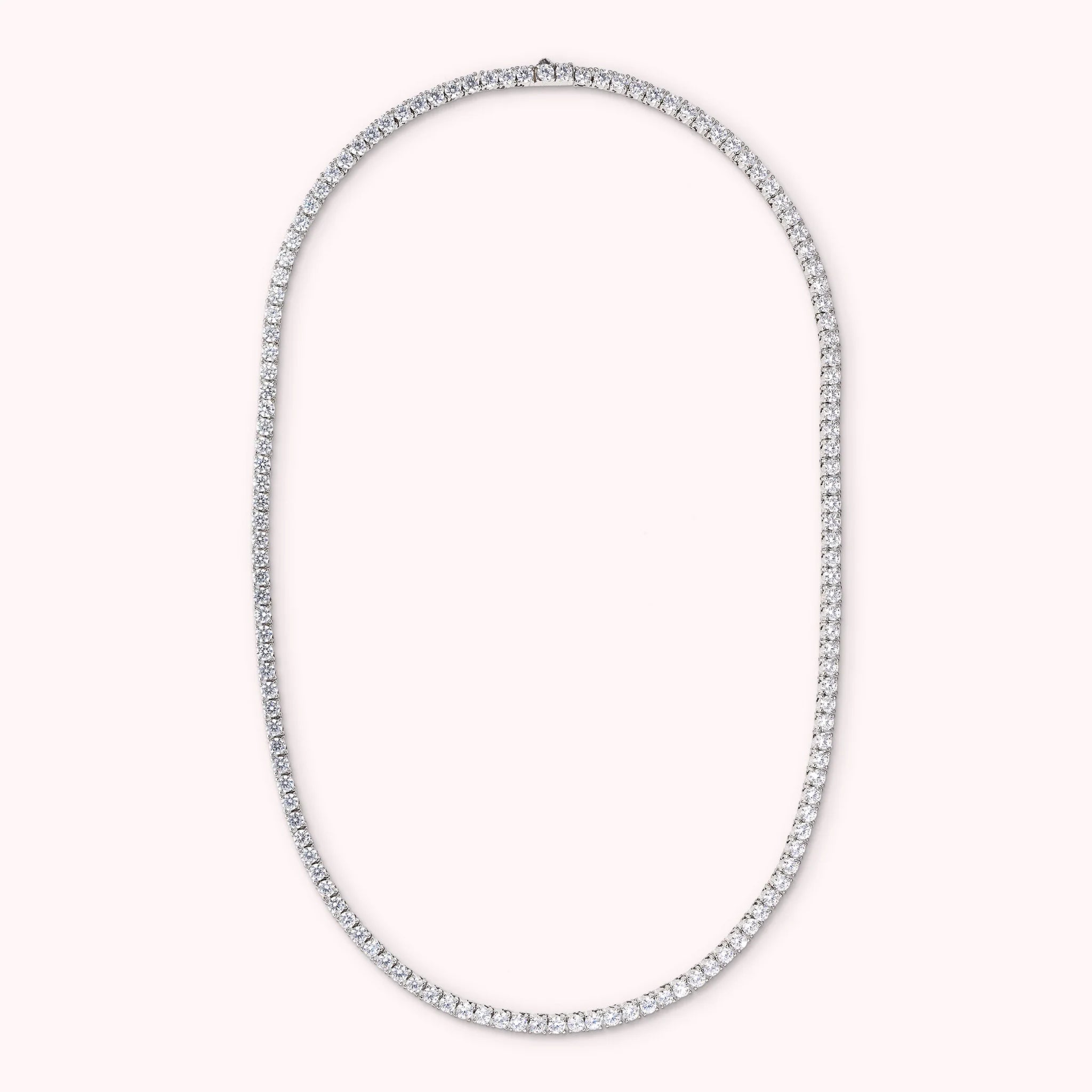 Collana Tennis con Cubic Zirconia Tonde placcata Rodio