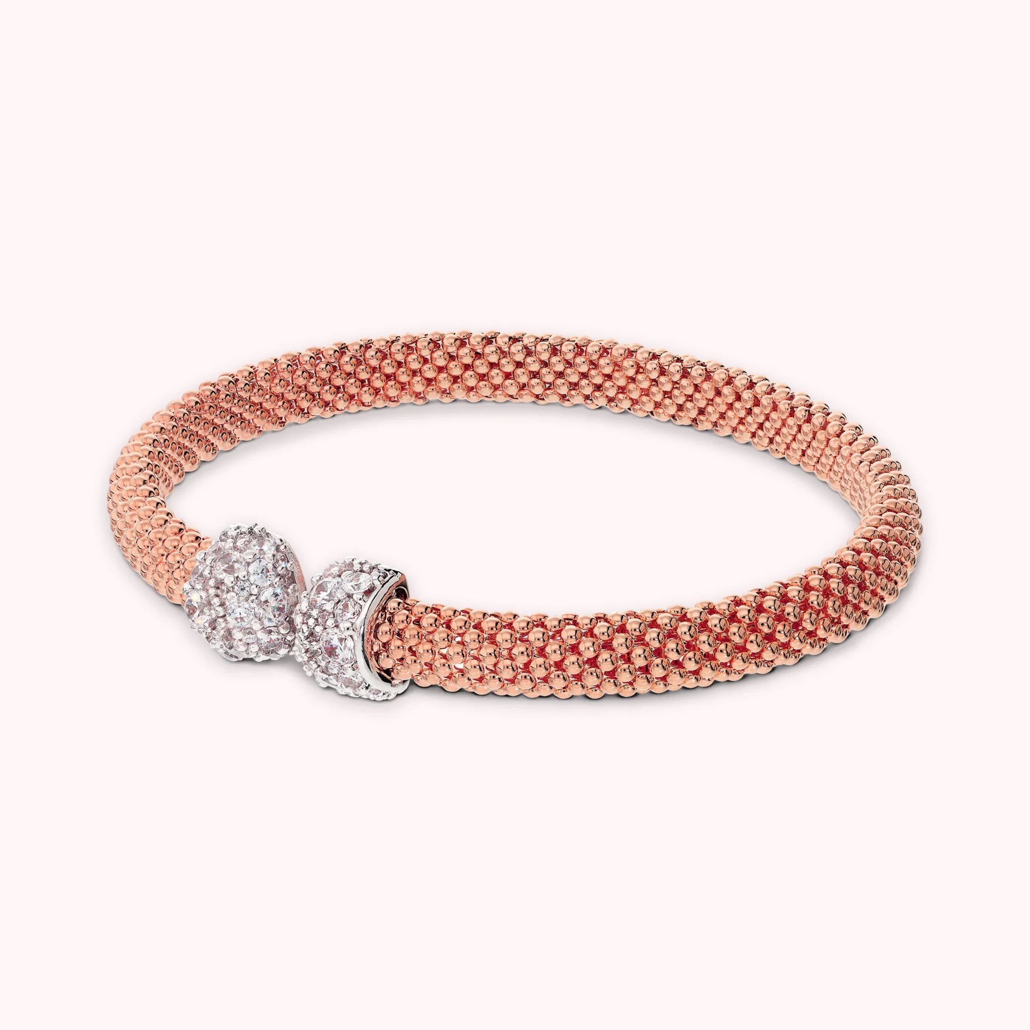 Stiff Popcorn Knit Bracelet with Cubic Zirconia Pavé