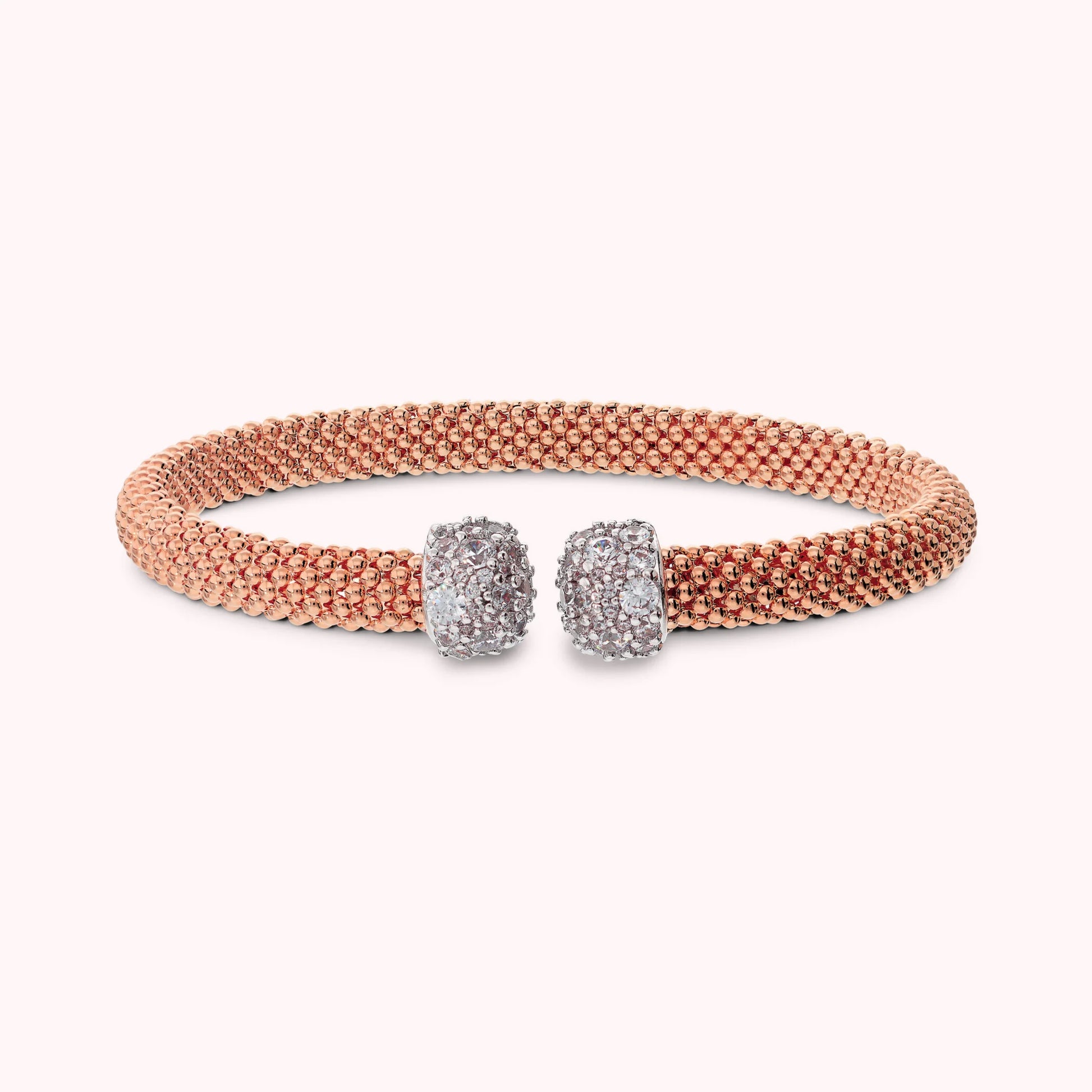 Stiff Popcorn Knit Bracelet with Cubic Zirconia Pavé