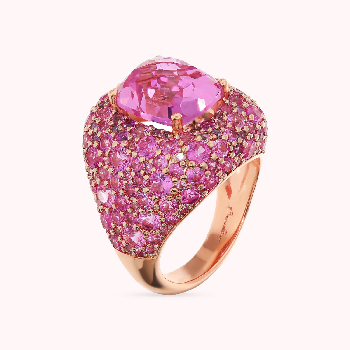 Graduated Cocktail Ring with Gem Prism and Pavé