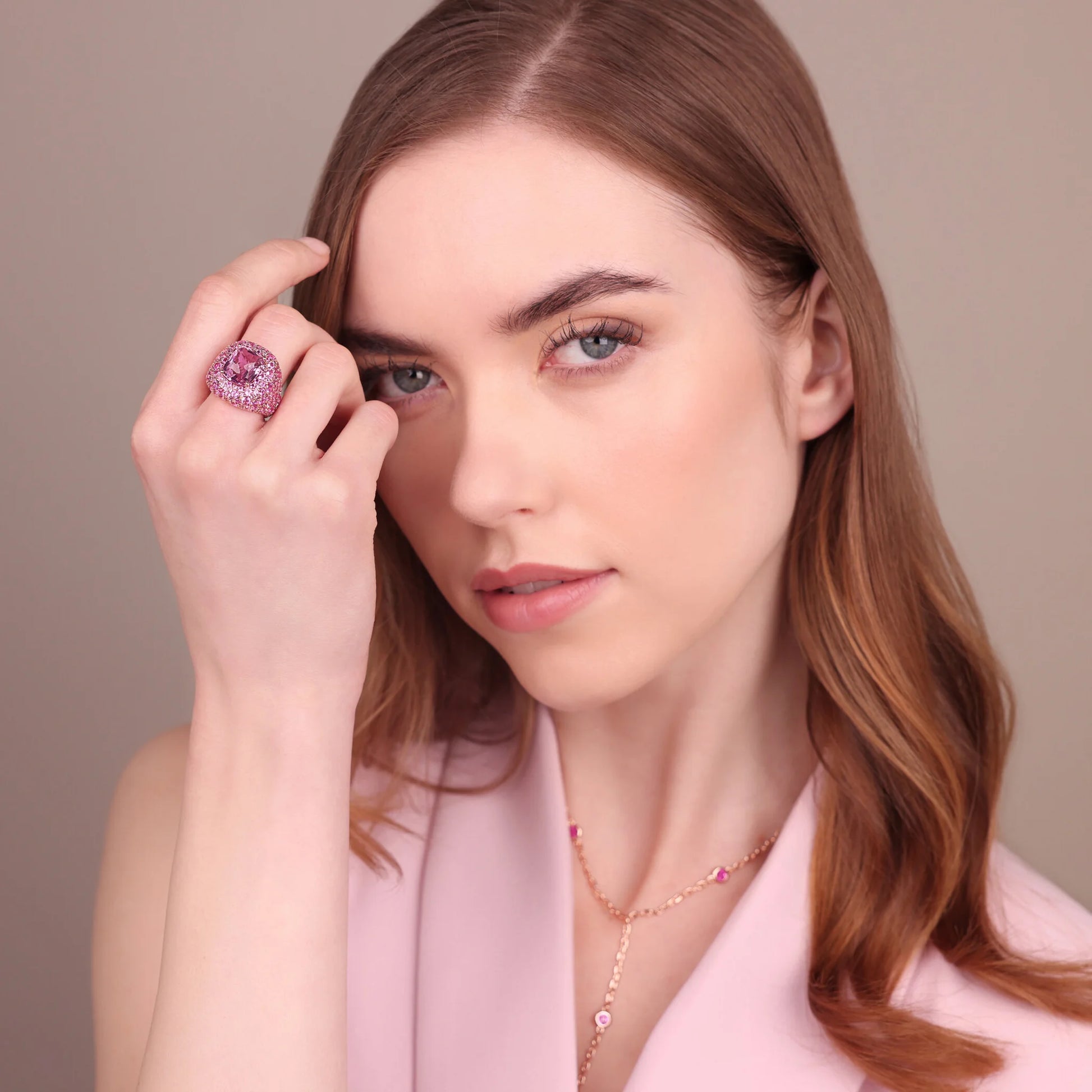 Graduated Chevalier Ring with Gem Prism and Pavé