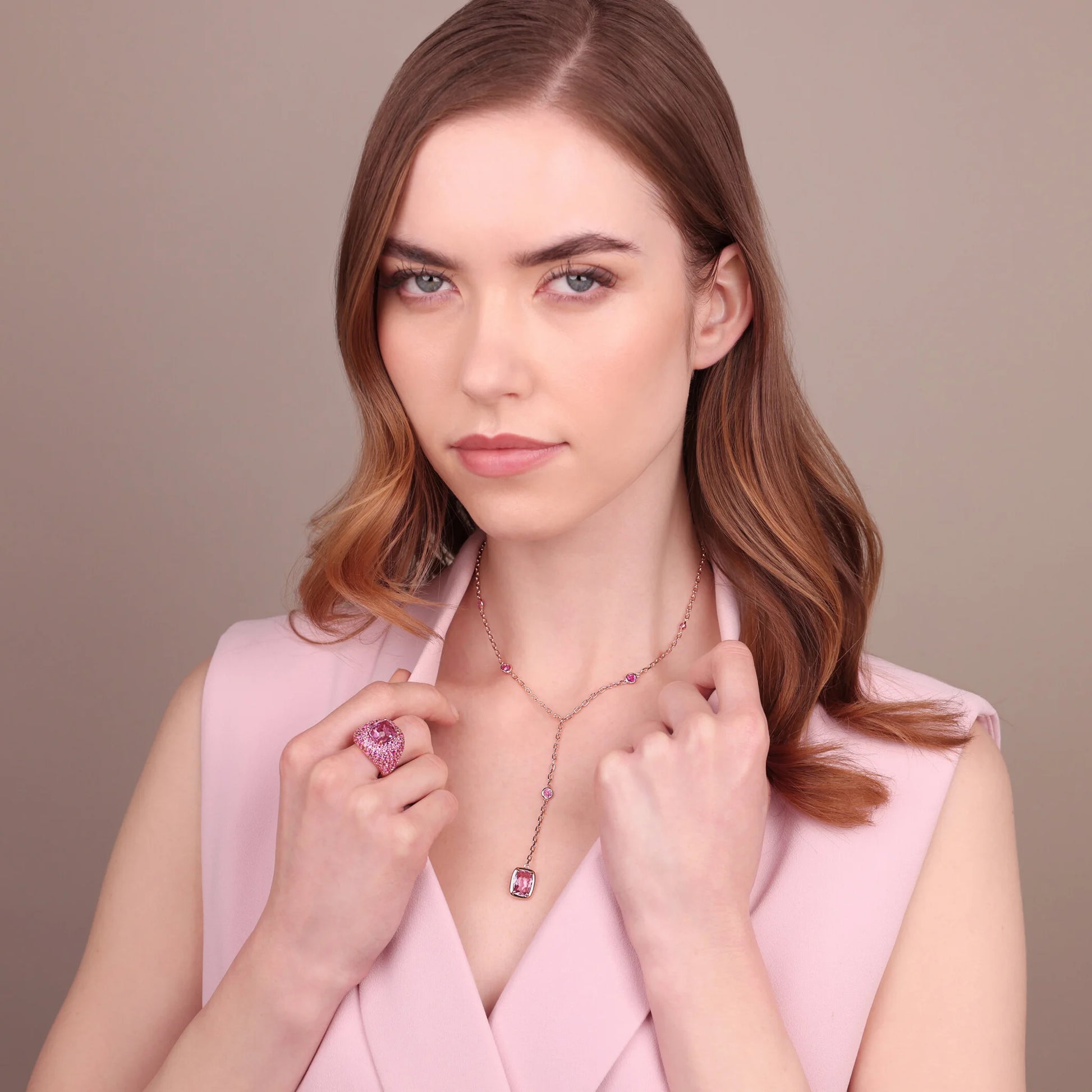 Graduated Chevalier Ring with Gem Prism and Pavé