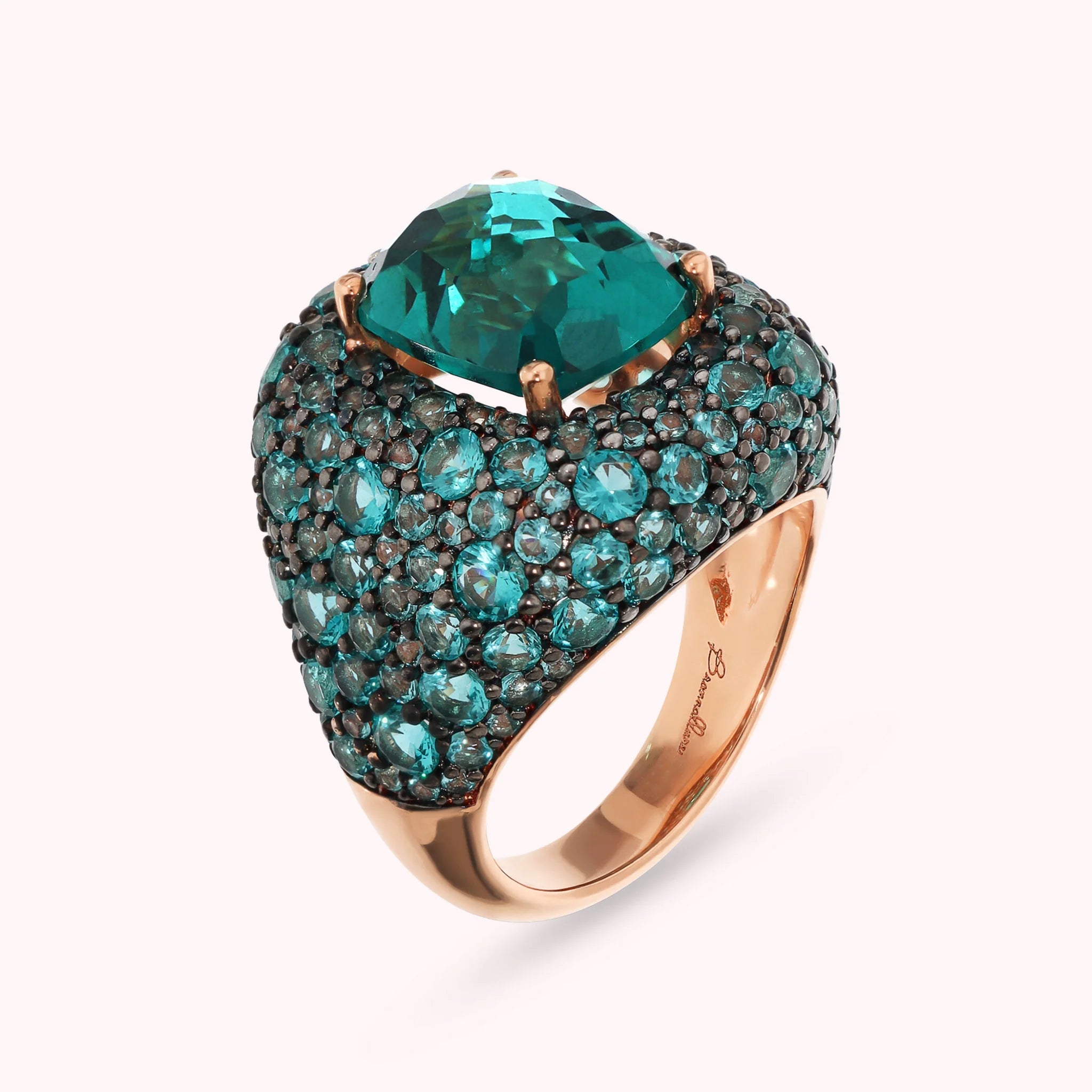 Graduated Cocktail Ring with Gem Prism and Pavé
