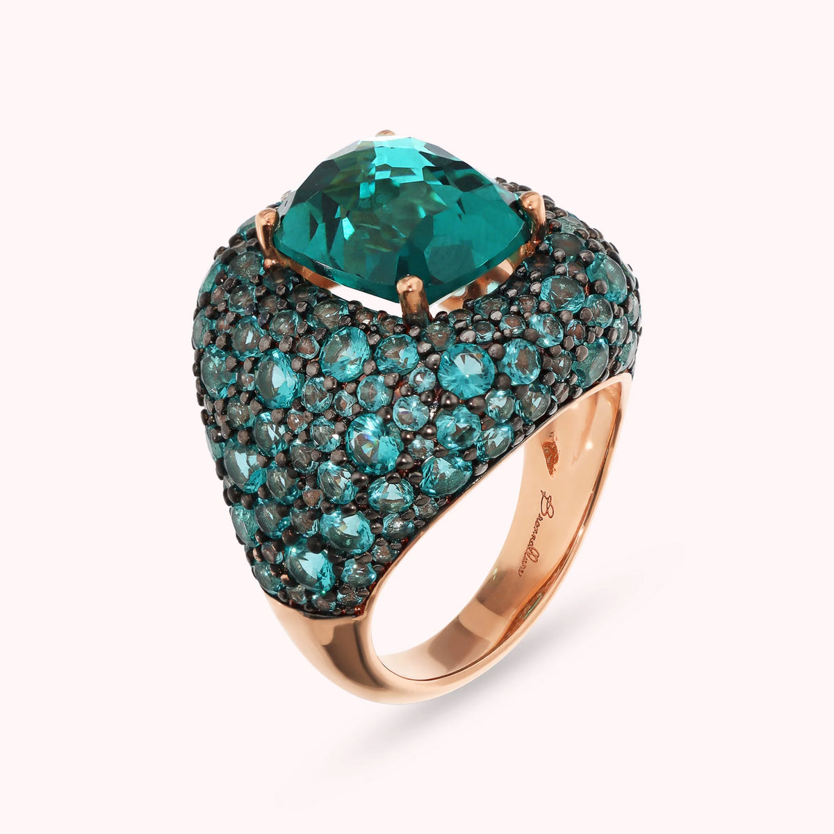Graduated Cocktail Ring with Gem Prism and Pavé
