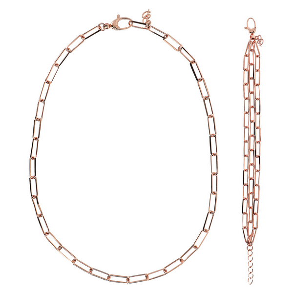 Ensemble collier ras du cou et bracelet multibrins avec chaîne Forzatina allongée