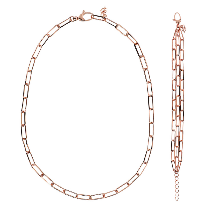 Necklace and Multistrand Bracelet Set with Elongated Forzatina Chain
