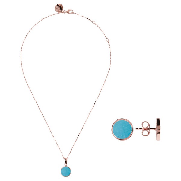 Set of Earrings and Necklace with Blue Magnesite Disc